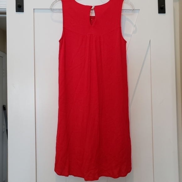Anthropologie Jane & Delancey  Crochet Trim Red Shift Dress - Picture 2 of 6